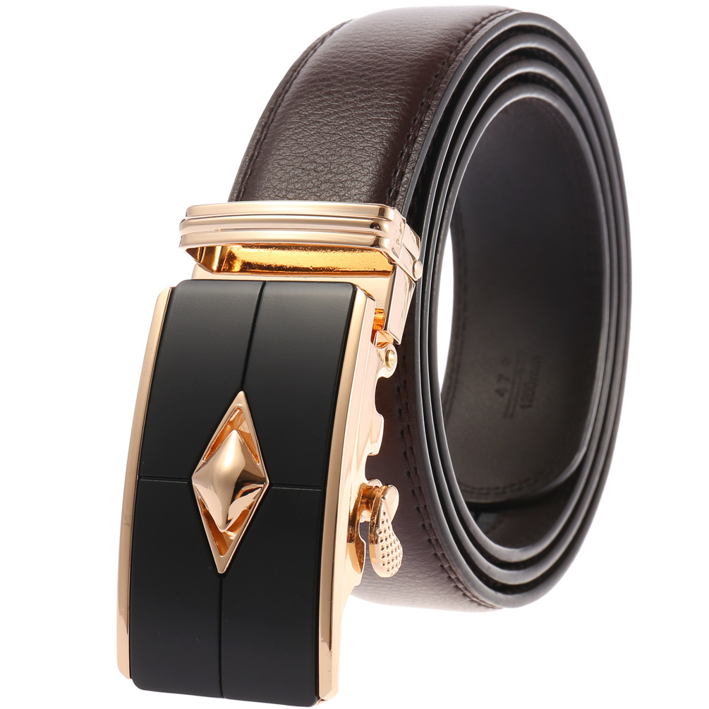 Minimalist Retro Leather Belt For Men With Automatic Buckle_voghion.com