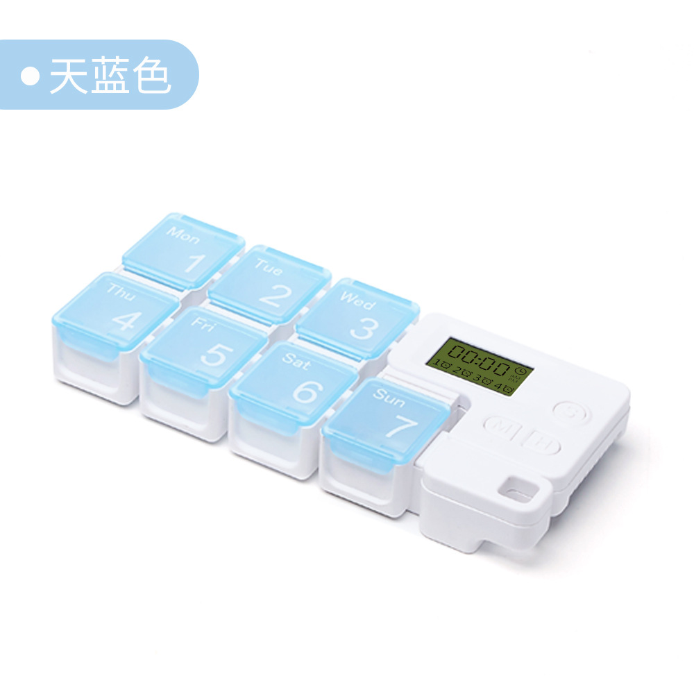 1 week new grid intelligent electronic timing reminder vibration LED light reminder medicine box light indicator medicine grid