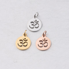 12*17mm hollow OMs yoga small pendant DIY stainless steel jewelry accessories with loop 0.8*5mm