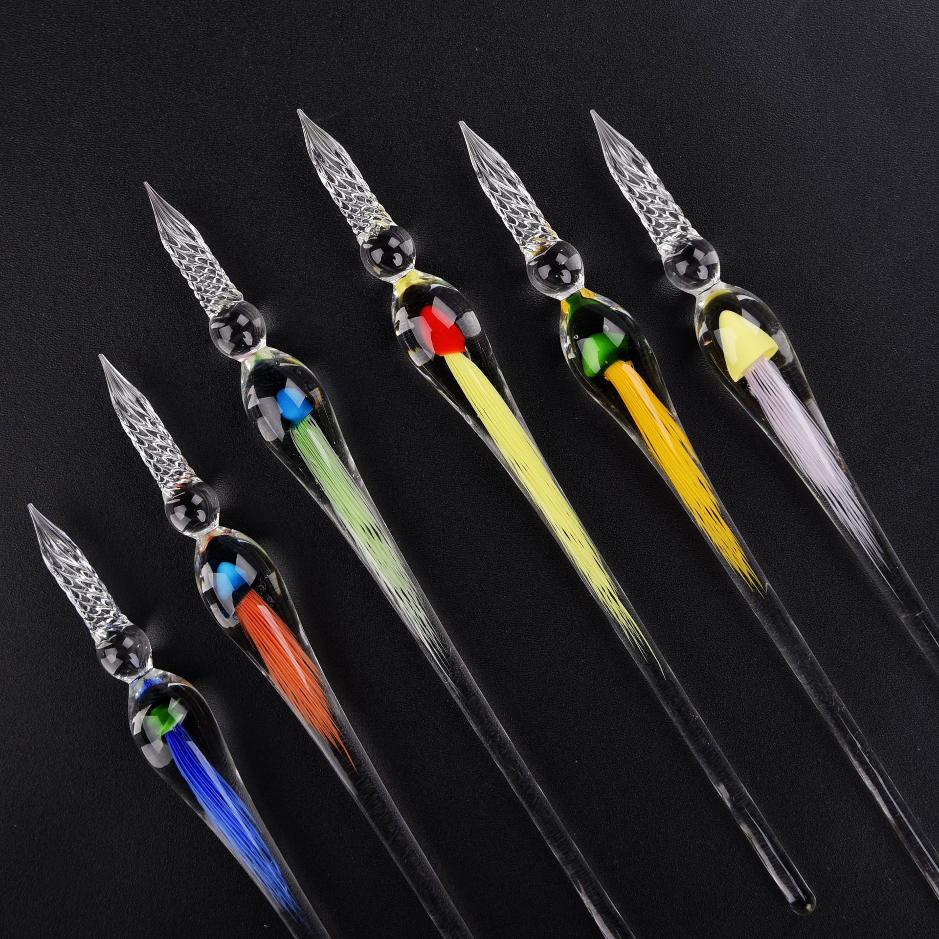 Pluma de medusas de vidrio pluma de inmersión pluma firma tinta de color de dibujos animados pluma de prueba de color pluma húmeda de vidrio al por mayor
