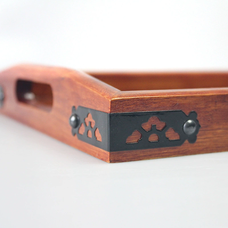 Tableware from natural wood, wooden rectangular dinner plate
