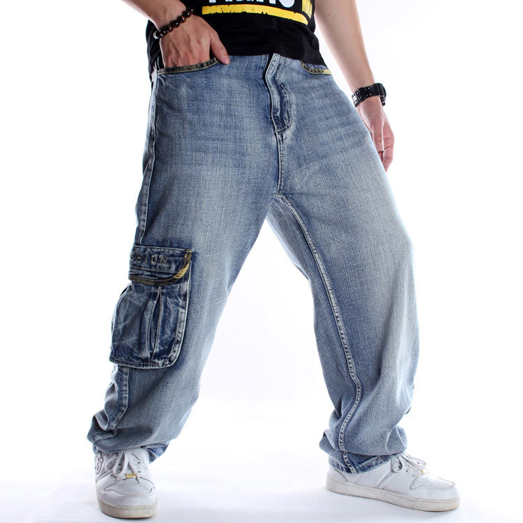 European and American Multi-Pocket Jeans Loose Extra Large Size Long Pants Men's Fashionable Hip-Hop plus size Street Dance Skateboard Pants European and American Multi-Pocket Jeans Loose Extra Large Size Long Pants Men's Fashionable Hip-Hop plus size Street Dance Skateboard Pants