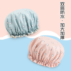 Amazon double layer shower cap for women adult cartoon waterproof thickened bathing cute satin shampoo cap shower cap wholesale