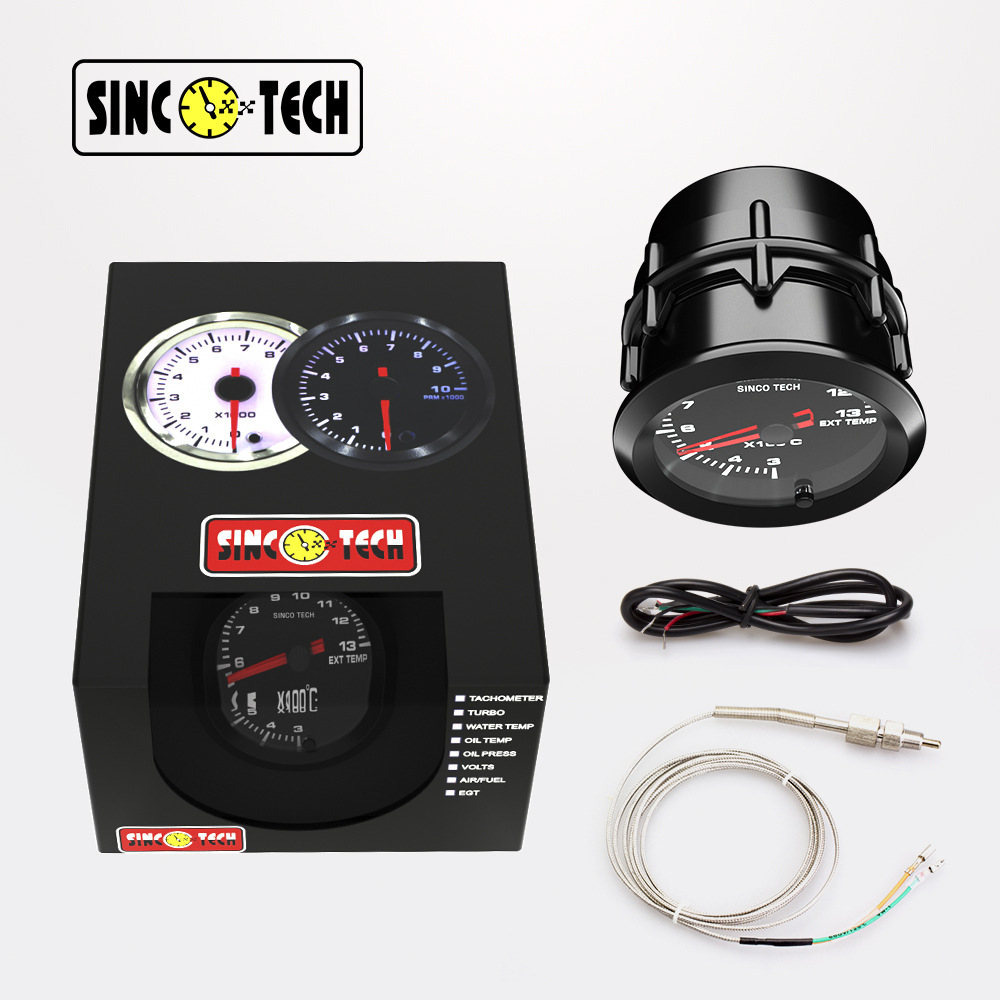 SINCOTECH motor paso a paso de alta velocidad medidor de escape de coche de carreras de 2 pulgadas ajustable de 7 colores negro 52mm DO6379