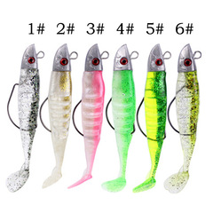 Bait Box Dual Color Lead Head Soft Fish 13cm/10cm T-Tail Fish Shape Lure Curved Handle Soft Plugs Freshwater Lures Wholesale