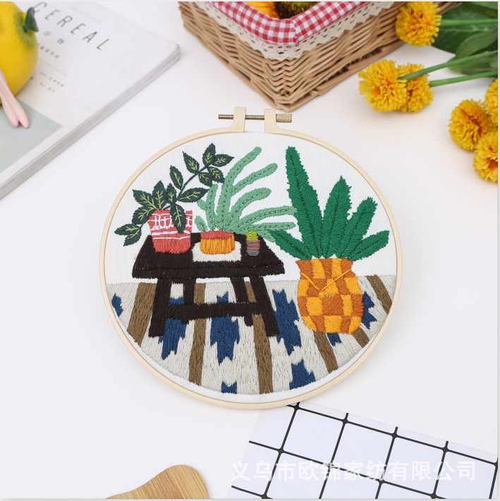 Alfombra planta artesanal DIY tela novato europeo bordado flores y plantas material paquete kit costura traje vida