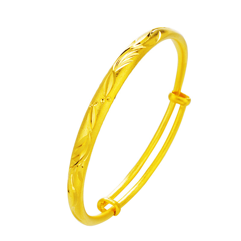 Venta al por mayor Vietnam oro plano redondo Push-Pull pulsera mujer imitación 24K oro pulsera de las mujeres estilo étnico para la madre