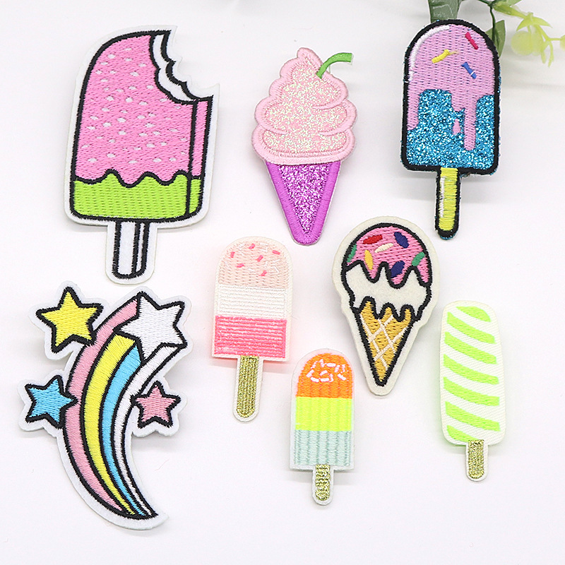 Spot ice cream beverage embroidery cloth sticker adhesive patch exquisite clothing accessories luggage accessories