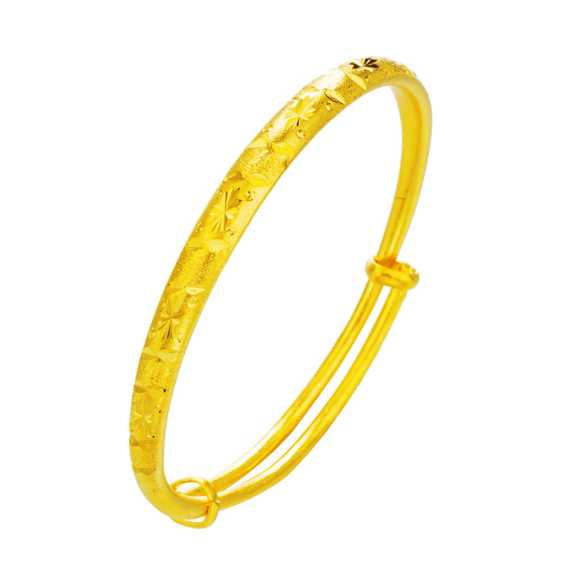 Venta al por mayor Vietnam oro plano redondo Push-Pull pulsera mujer imitación 24K oro pulsera de las mujeres estilo étnico para la madre