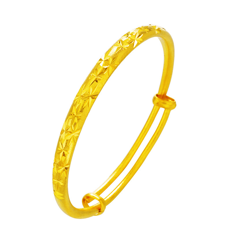 Venta al por mayor Vietnam oro plano redondo Push-Pull pulsera mujer imitación 24K oro pulsera de las mujeres estilo étnico para la madre