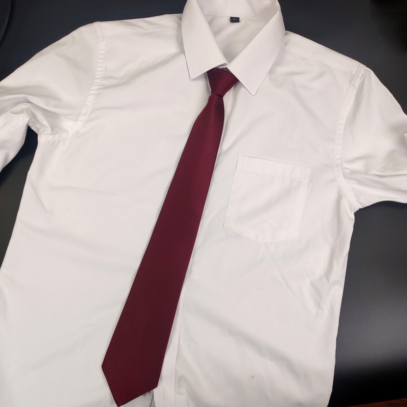 Fábrica directa negro y rojo poliéster seda nudo-libre sarga hombres corbata 8cm perezoso color sólido cremallera corbata al por mayor