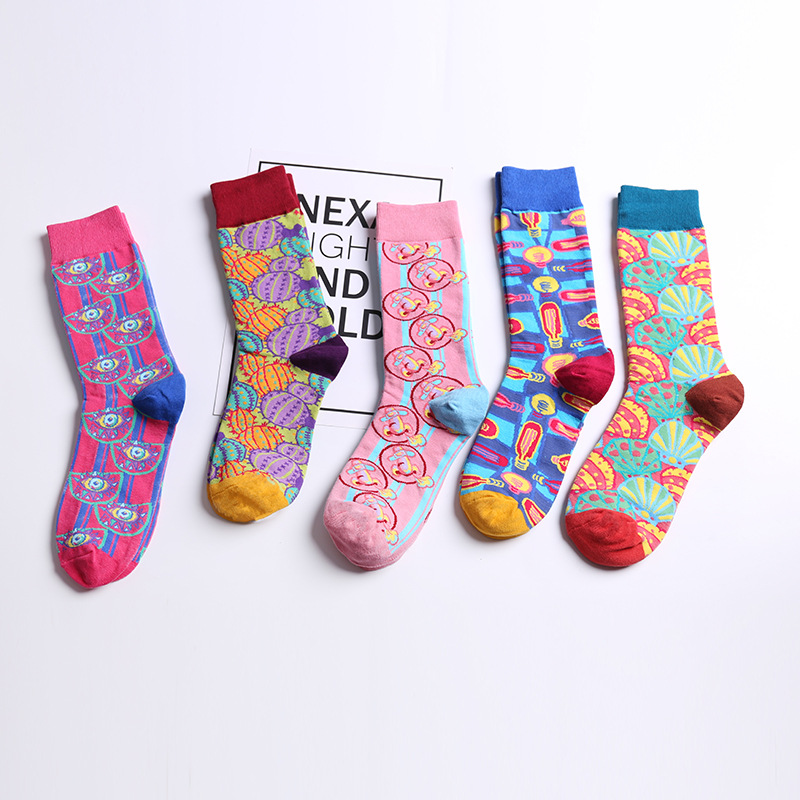 Chaussettes unisexes en coton quatre saisons, série 2025d, grandes fleurs, tendance, pour couple_voghion.com