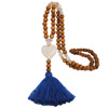 Accessory, necklace from pearl with tassels, turquoise pendant, boho style, European style