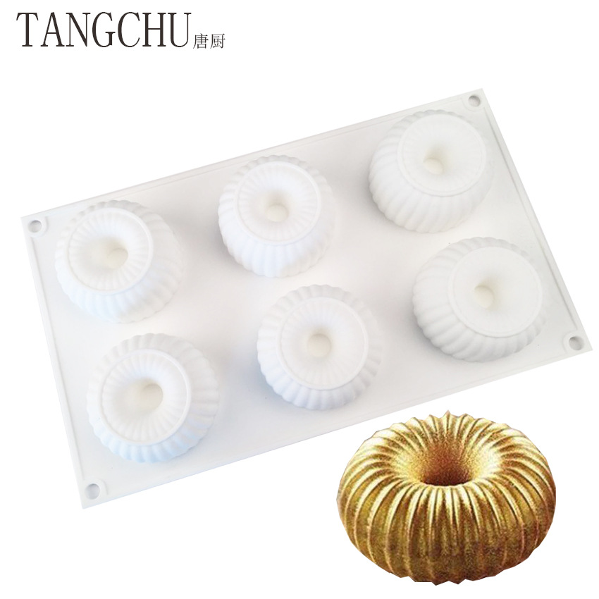 6 continuous line ring mousse silicone mold donut cake mold baking mold cake mold