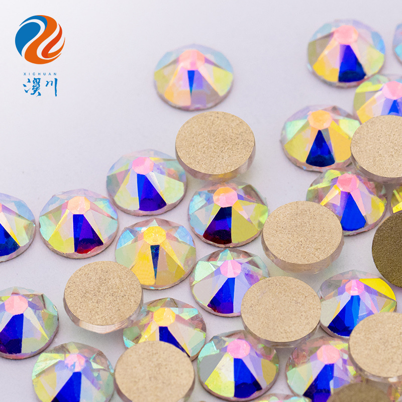 Gold bottom diamond quality eight big eight small flat bottom Diamond 16 section round rhinestone nail Diamond DIY nail jewelry