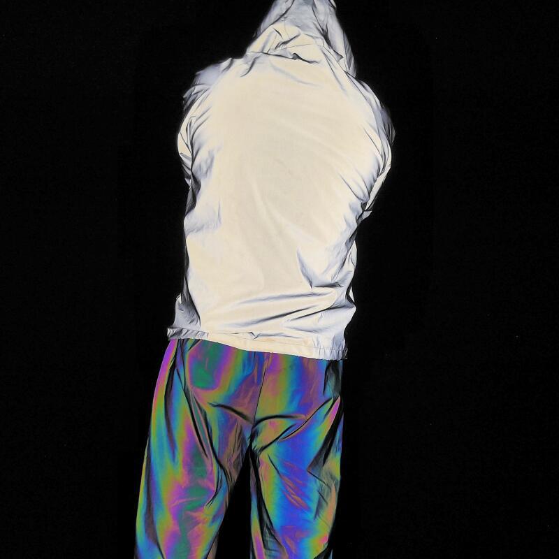 Nueva media cremallera chaqueta reflectante completa suéter marea europea y americana más tamaño abrigo color cinta reflectante costura superior