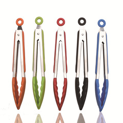 Wholesale 9-inch silicone food clips, barbecue baking non-slip food clips, stainless steel bread steak clips