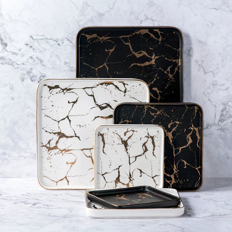  creative square tableware, marble set, ceramic dinner plate