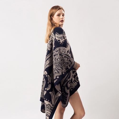 European and American fashion autumn and winter hot selling large cashew imitation cashmere women's scarf versatile thickened warm shawl cloak