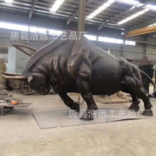 古铜色做旧拓荒牛塑像  广场大型不锈钢仿真犀牛雕塑 紫铜牛摆件