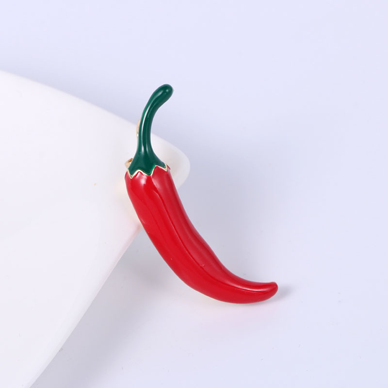 Creative enamel oil drop vegetable brooch simple cute red pepper pin corsage pendant dual-purpose Accessories Wholesale