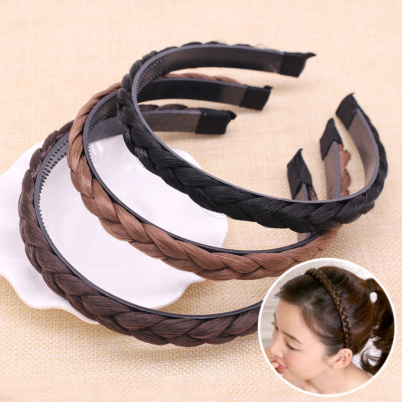Diadema trenzada para mujer, nuevo estilo 2026, pinza para el cabello con trenza de espina de pescado, accesorio para el cabello para cubrir las canas, diadema image 3