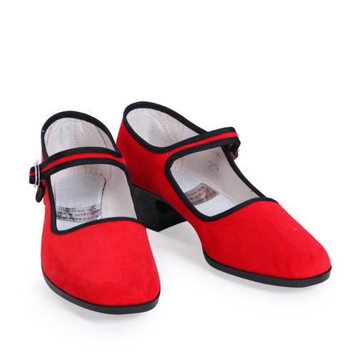 Red dance shoes ethnic folk dance Northeast Yangko velvet heel practice shoes modern square old Beijing cloth shoes dance shoes 1006