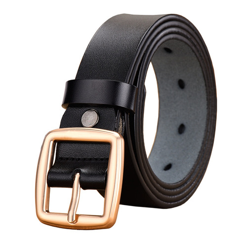 Versatile genuine leather belt wholesale for women Korean style simple gold pin buckle belt women's jeans with small belt