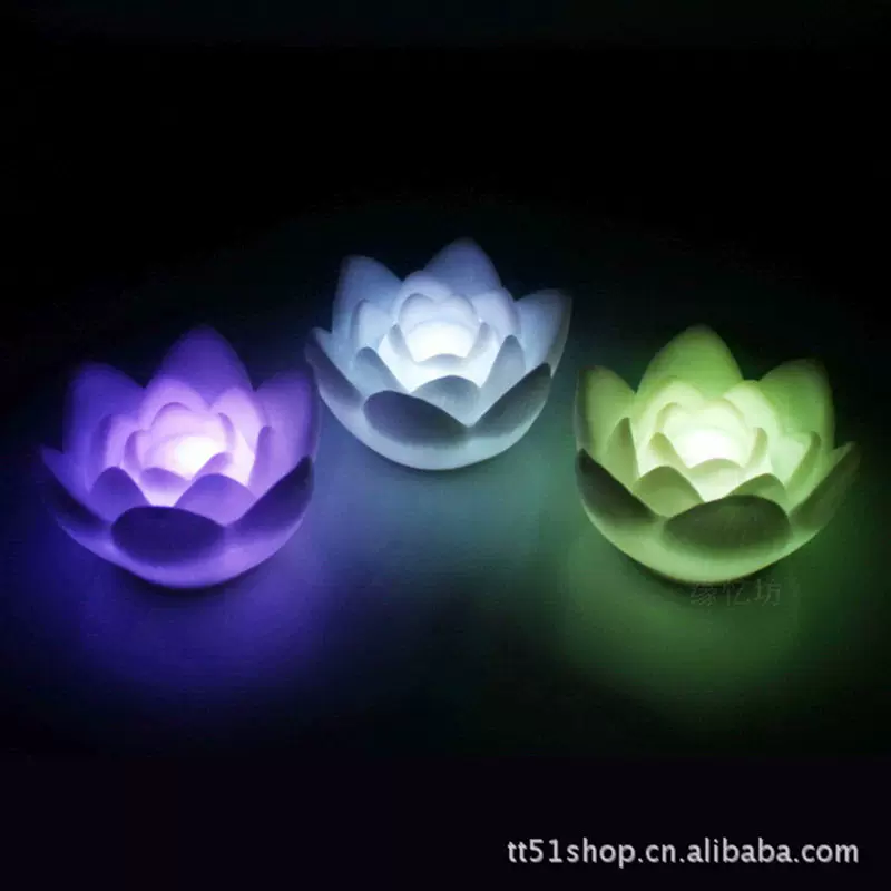 莲花七彩发光慢闪变色小夜灯地摊广场货源扫码礼品