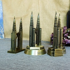 合金紐約雙子座大樓模型紀念物電鍍做工精細 旅遊紀念 雙子塔模型