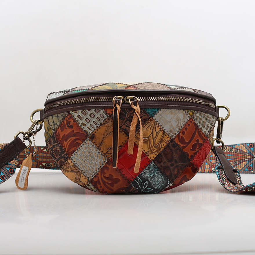 Retro leather one-shoulder bag handmade