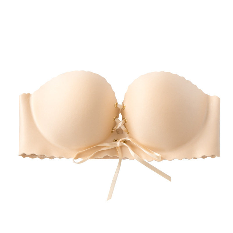 Sujetador sin tirantes de una sola pieza B sujetador antideslizante inalámbrico push up soporte superior Soporte de Palma sin costuras ropa interior brillante sujetador de mujer