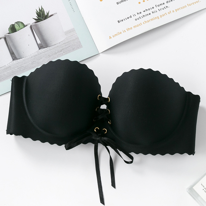 Sujetador sin tirantes de una sola pieza B sujetador antideslizante inalámbrico push up soporte superior Soporte de Palma sin costuras ropa interior brillante sujetador de mujer