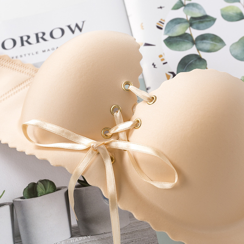 Sujetador sin tirantes de una sola pieza B sujetador antideslizante inalámbrico push up soporte superior Soporte de Palma sin costuras ropa interior brillante sujetador de mujer