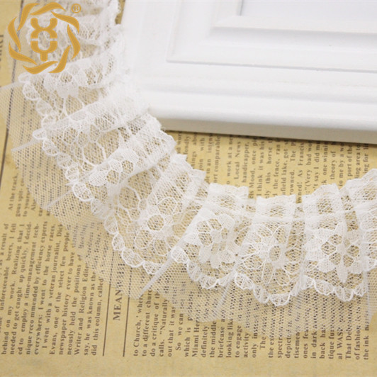 现货5cm蕾丝网纱DIY家纺抱枕帽子褶皱边围裙童装服装打折花边901