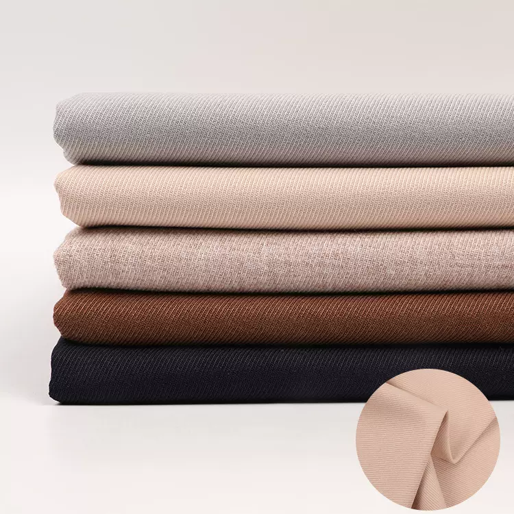 现货梭织斜纹TR面料 粗斜纹四面弹西装裤子风衣秋冬弹力布批发