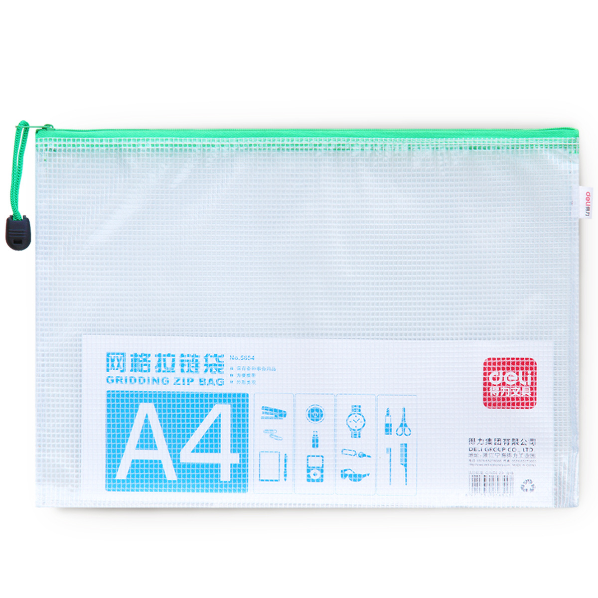 Bolsa con cremallera Deli A4/B5, bolsa para archivos, bolsa para documentos, bolsa con cremallera 5654/5655, soporte portátil para recibos