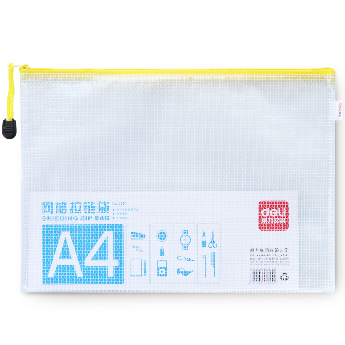 Bolsa con cremallera Deli A4/B5, bolsa para archivos, bolsa para documentos, bolsa con cremallera 5654/5655, soporte portátil para recibos