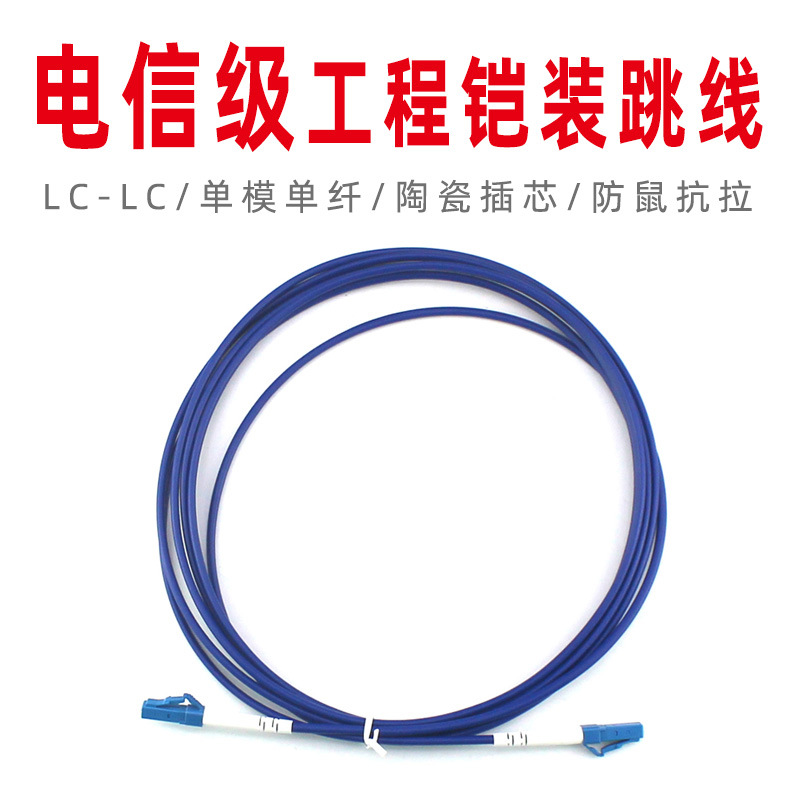 厂家批发 永杭电信级LC/UPC-LC/UPC-SM单模单芯铠装光纤跳线3米