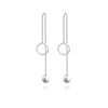 Silver needle, fashionable earrings, long zirconium with tassels from pearl, silver 925 sample