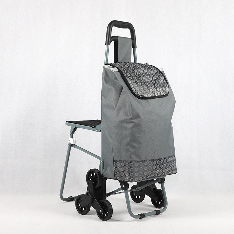 新款折叠购物车带座椅拉杆三轮爬楼超市购物车手拉车