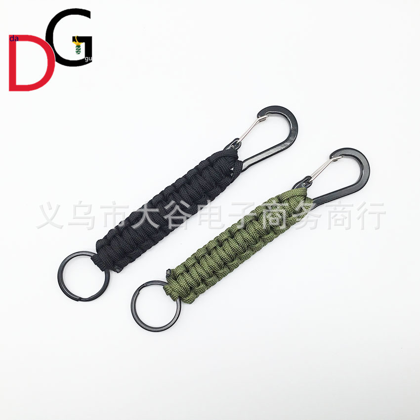 Amazon productos paraguas cuerda llavero negro montañismo primavera hebilla clave colgante paraguas al aire libre cuerda tejida llavero