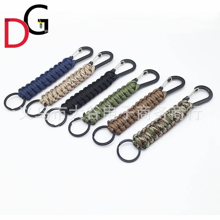 Amazon productos paraguas cuerda llavero negro montañismo primavera hebilla clave colgante paraguas al aire libre cuerda tejida llavero