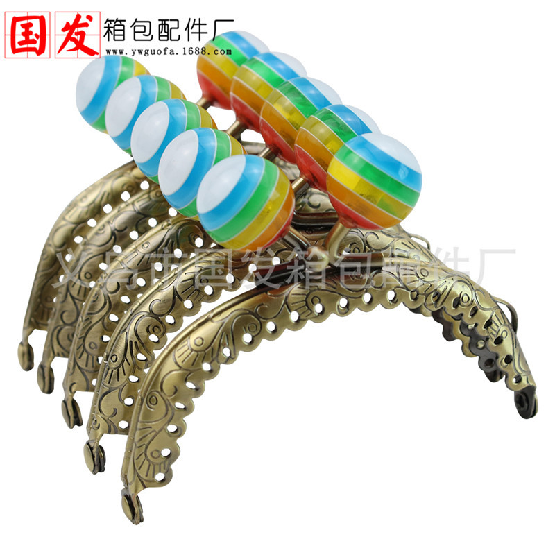 8.5CM arco dragón-fénix flor de encaje rayado oro 18MM rayado perlas 0225-TWGT