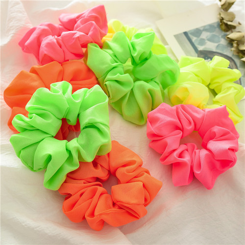 Cross-border Korean version of the new fluorescent color hair band for women to tie their hair into a ponytail, a large intestine circle, a single color cloth circle, an elastic band, a headband