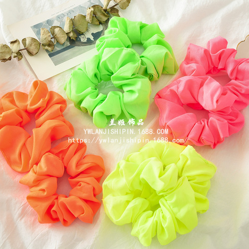 Cross-border Korean version of the new fluorescent color hair band for women to tie their hair into a ponytail, a large intestine circle, a single color cloth circle, an elastic band, a headband