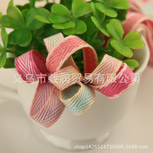 Herringbone polyester-cotton satin ribbon diy handmade hair accessories clothing straw hat material two-color herringbone ribbon
