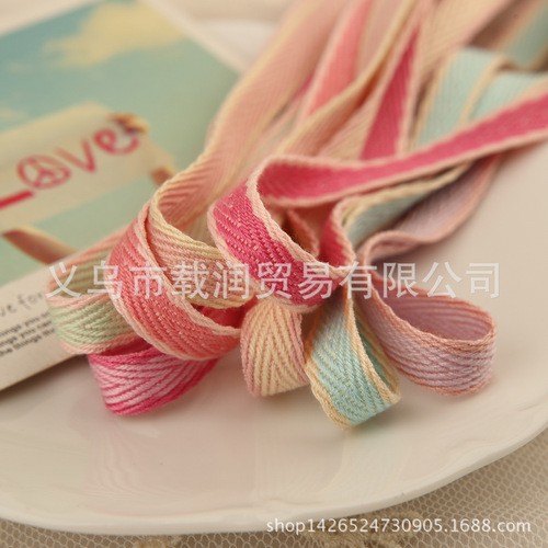 Herringbone polyester-cotton satin ribbon diy handmade hair accessories clothing straw hat material two-color herringbone ribbon