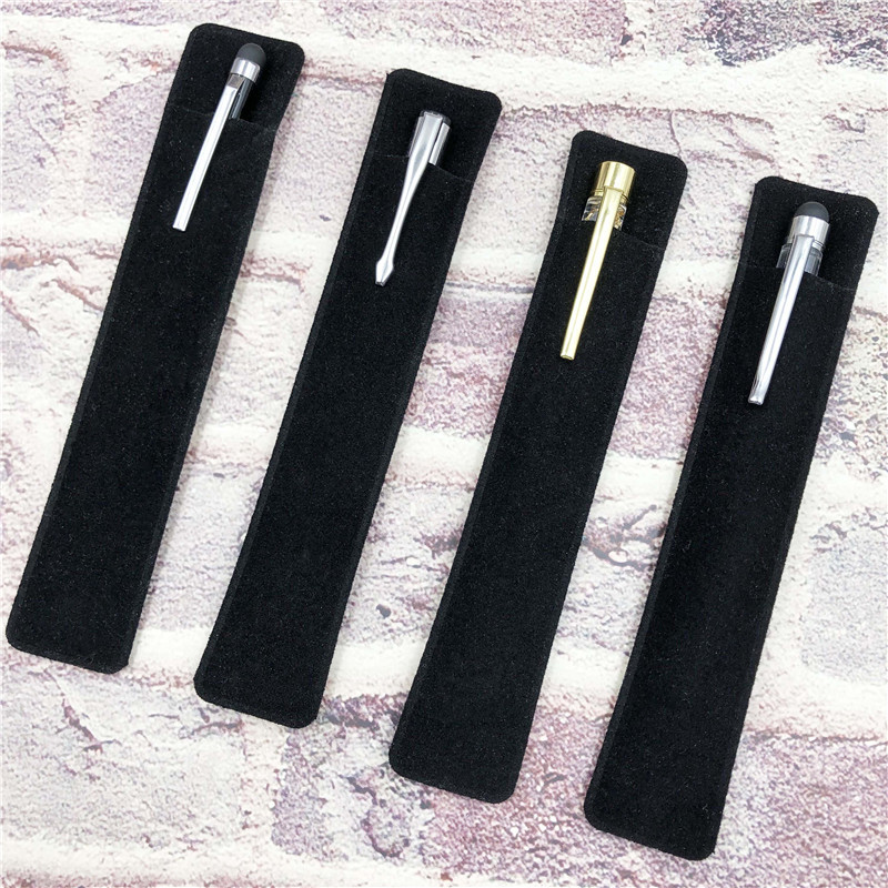 现货批发黑色笔袋水晶笔绒布袋单支装礼品绒布袋笔袋圆珠笔包装袋
