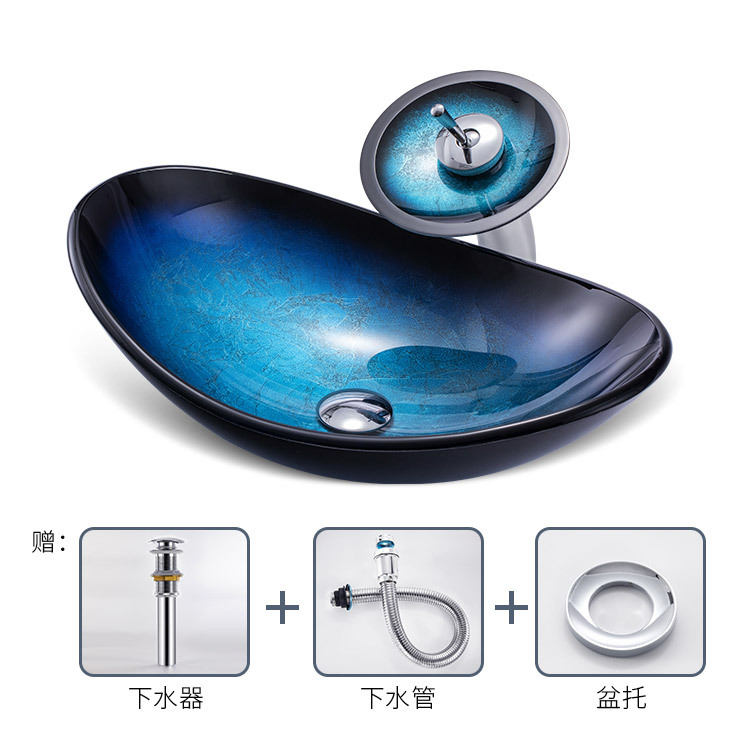 Boveiya baño lavabo de vidrio templado estilo Nórdico mesa de arte lavabo cuarto de baño lavabo